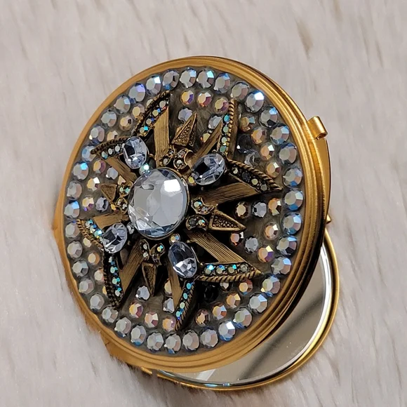 Vintage Rhinestone Double Mirror Compact